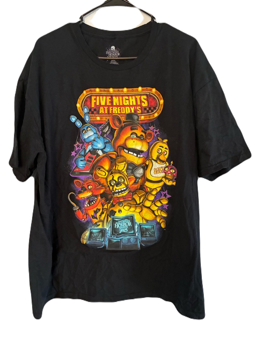 Five Nights at Freddy's Black Graphic Tee with Multicolor Animatronics
